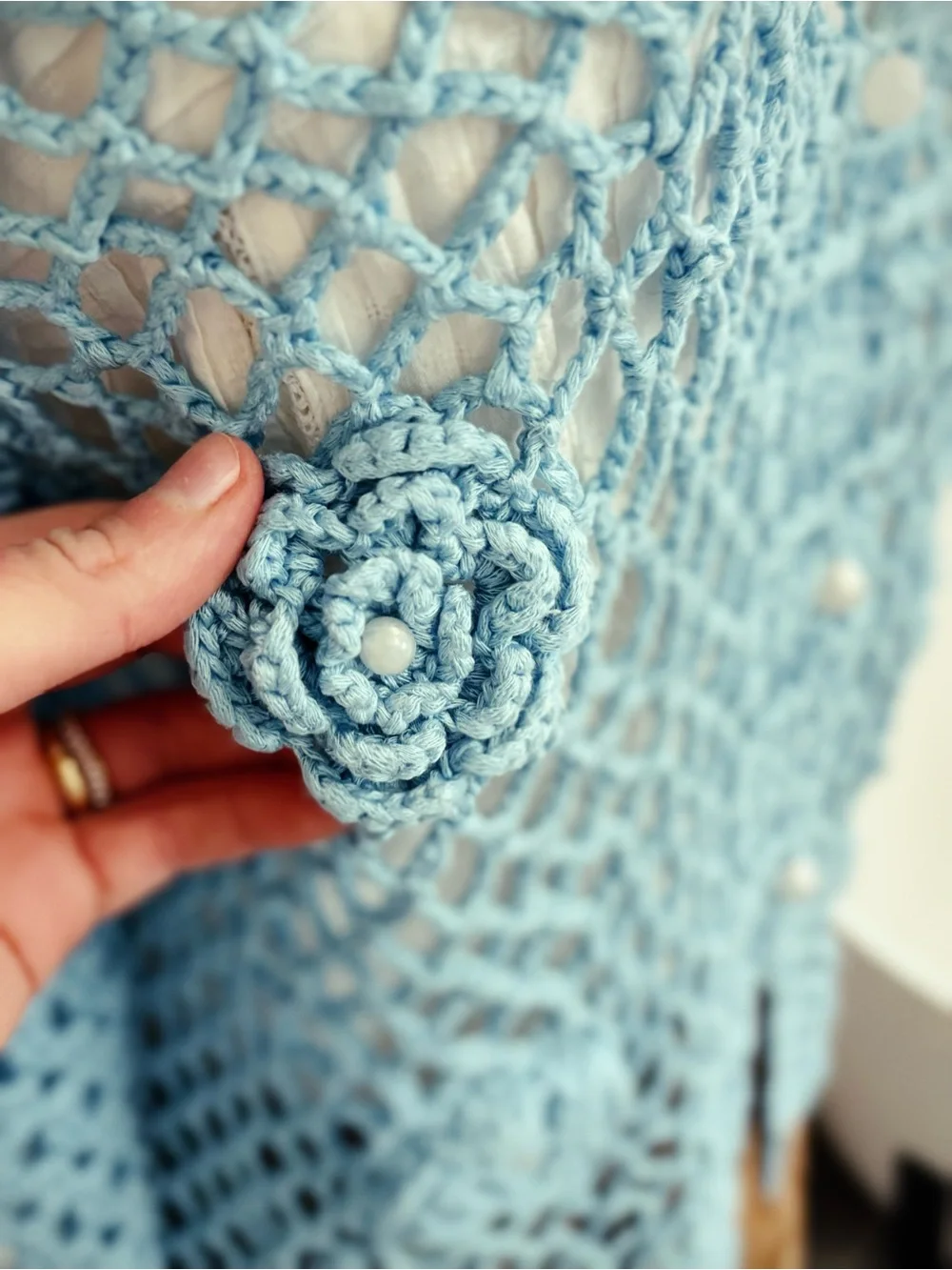 ✨ FREE PEOPLE crochet vintage 1970s sweater